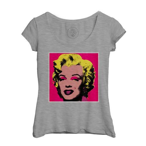 T-Shirt Femme Col Echancré Andy Warhol Portrait Marilyn Monroe Pin ... on Productcaster.