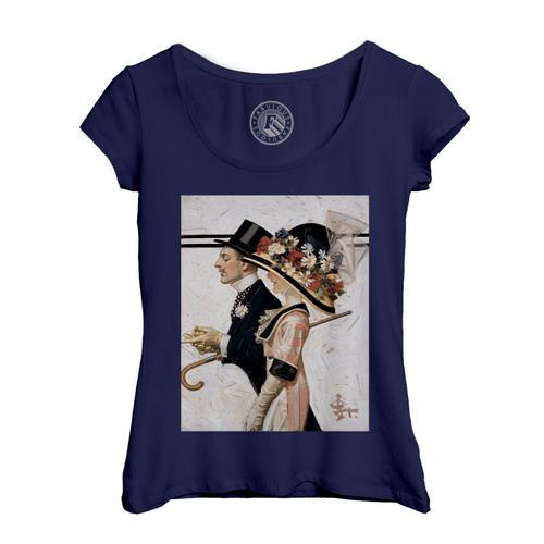 T-Shirt Femme Col Echancré Strolling Easter Couple Leyendecker Pein... on Productcaster.