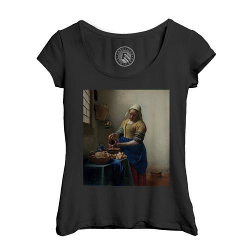 T-Shirt Femme Col Echancré La Jeune Fille Au Verre De Vin Vermeer P... on Productcaster.