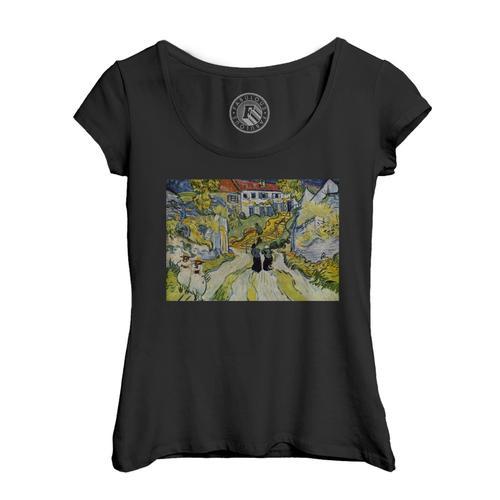 T-Shirt Femme Col Echancré Escalier A Auvers Van Gogh Peinture Post... on Productcaster.