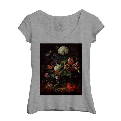 T-Shirt Femme Col Echancré Jan Davidszoon De Heem Vase Fleurs Peint... on Productcaster.