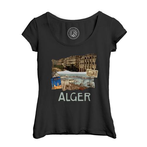 T-Shirt Femme Col Echancré Alger Collage Voyage Tourisme Carte Post... on Productcaster.