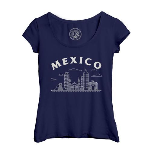 T-Shirt Femme Col Echancré Mexico Minimalist Mexique Voyage Archite... on Productcaster.