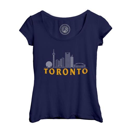 T-Shirt Femme Col Echancré Toronto Minimalist Voyage Canada Amérique on Productcaster.