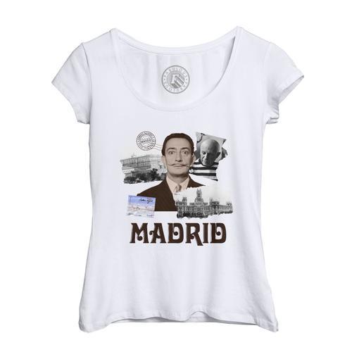 T-Shirt Femme Col Echancré Madrid Vintage Voyage Culture Artiste Es... on Productcaster.