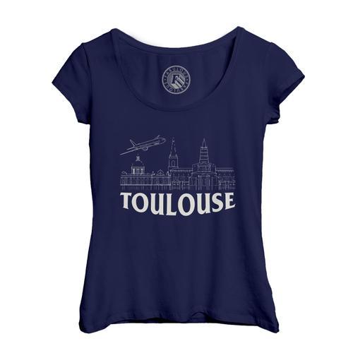 T-Shirt Femme Col Echancré Toulouse Minimalist Ville France Symbole... on Productcaster.