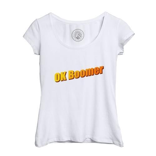 T-Shirt Femme Col Echancré Ok Boomer Humour Internet Web Meme Kistch on Productcaster.