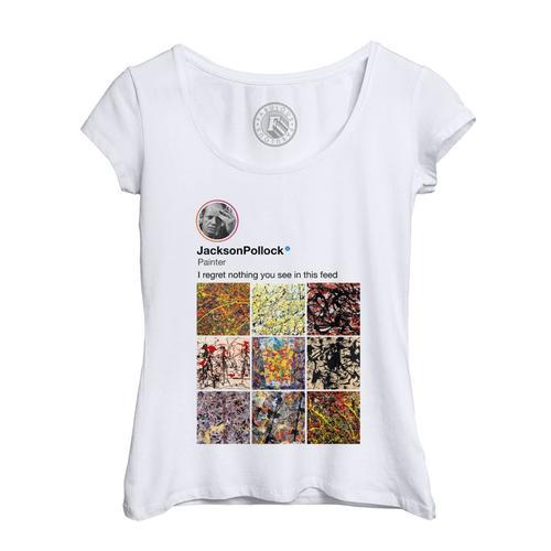 T-Shirt Femme Col Echancré Jackson Pollock Réseaux Sociaux Peinture... on Productcaster.