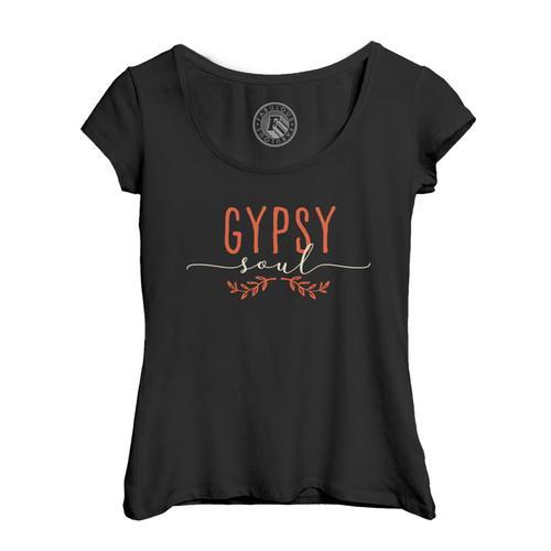 T-Shirt Femme Col Echancré Gypsy Soul Âme De Gypsy Bohémien Chic Cu... on Productcaster.