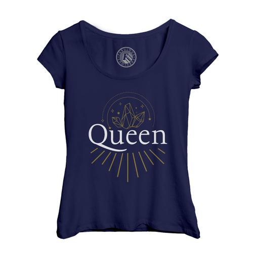 T-Shirt Femme Col Echancré Queen Reine Esotérique Esprit Princesse on Productcaster.