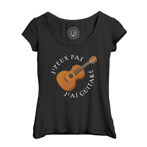 T-Shirt Femme Col Echancré J'peux Pas J'ai Guitare Rock Classique A... on Productcaster.