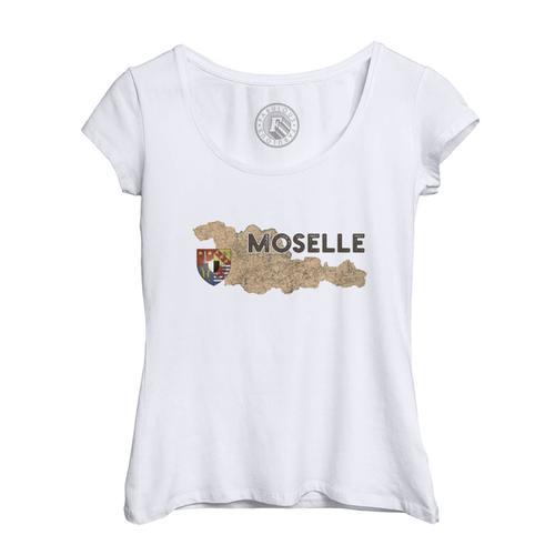 T-Shirt Femme Col Echancré Moselle 57 Departement Metz Carte Ancien... on Productcaster.