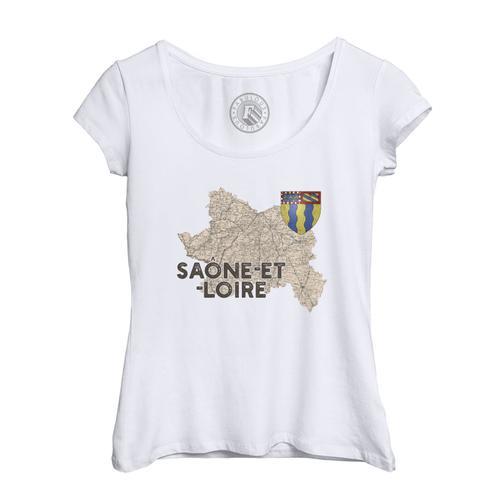 T-Shirt Femme Col Echancré Saone Et Loire 71 Departement Macon Cart... on Productcaster.