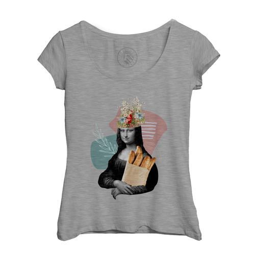 T-Shirt Femme Col Echancré La Joconde Boulangerie Parodie Collage A... on Productcaster.