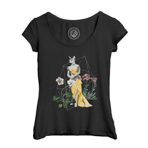 T-Shirt Femme Col Echancré Chat Mannequin 1930 Collage Art Surréali... on Productcaster.