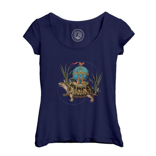 T-Shirt Femme Col Echancré Vaisseau Tortue Collage Art Surréalisme ... on Productcaster.