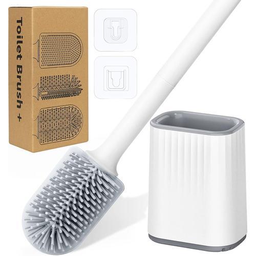 Blanc Blanc Brosse De Toilette Et Support, Brosse De Wc En Silicone... on Productcaster.