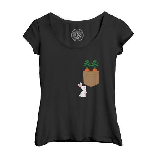 T-Shirt Femme Col Echancré Poche Surprise Lapin Carrottes Mignon De... on Productcaster.