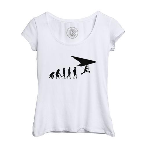 T-Shirt Femme Col Echancré Evolution Deltaplane Sport Athlète on Productcaster.