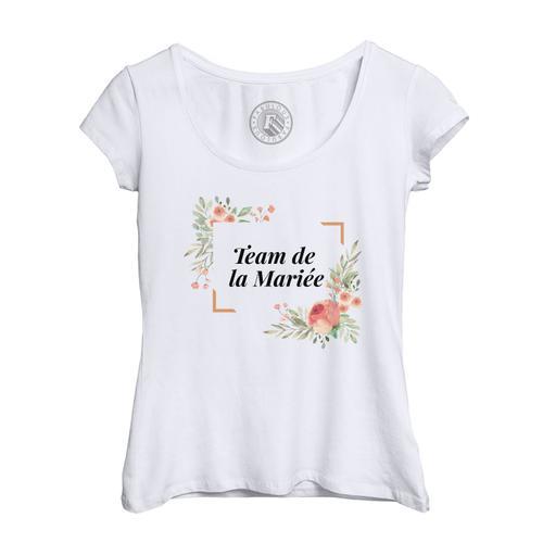 T-Shirt Femme Col Echancré Team De La Mariée Mariage Fiancée Cadre ... on Productcaster.