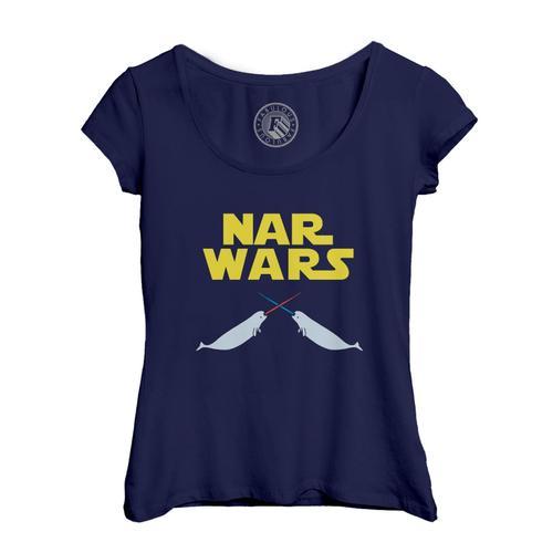 T-Shirt Femme Col Echancré Nar Wars La Guerre Des Narvals Parodie F... on Productcaster.