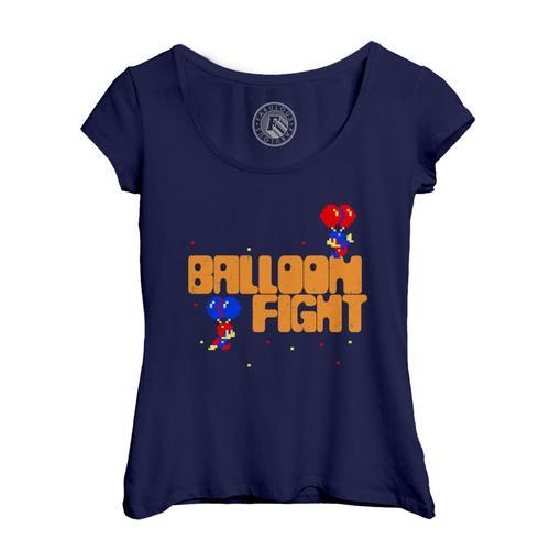 T-Shirt Femme Col Echancré Balloon Fight Jeux Vidéo Retro Gaming Vi... on Productcaster.