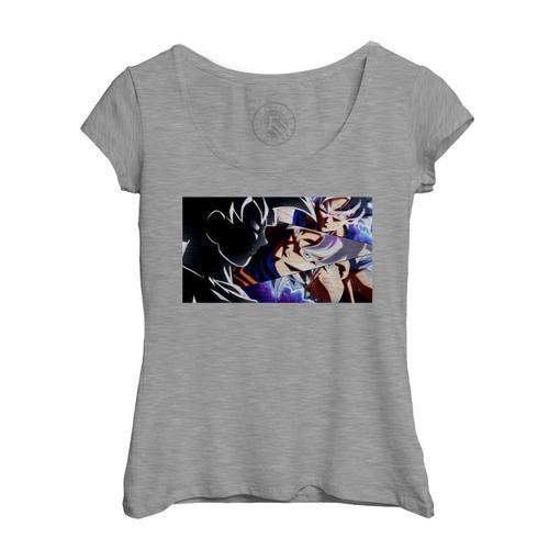 T-Shirt Femme Col Echancré Dragon Ball Son Goku Déterminé Vues Bd 1... on Productcaster.