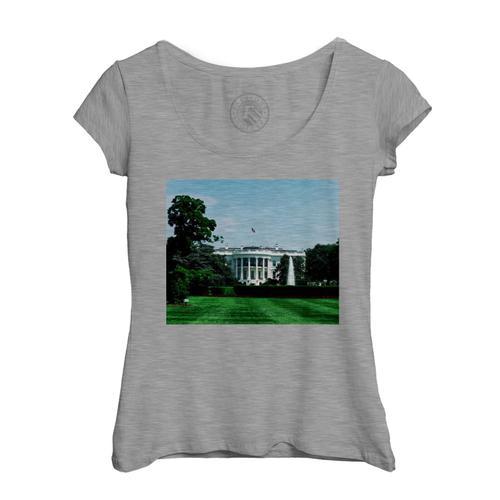 T-Shirt Femme Col Echancré La Maison Blanche Washington Usa on Productcaster.