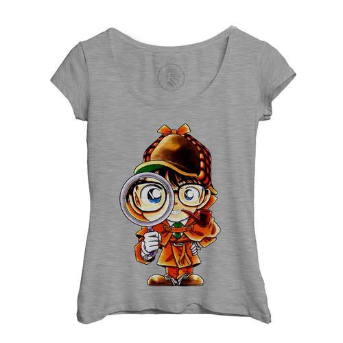 T-Shirt Femme Col Echancré Detective Conan Manga Japon Anime on Productcaster.