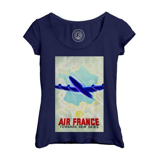 T-Shirt Femme Col Echancré Air France New Skies Retro Vintage Comme... on Productcaster.