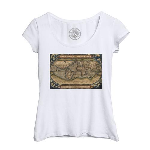 T-Shirt Femme Col Echancré Carte Du Monde 1570 Typus Orbis Terrarum... on Productcaster.