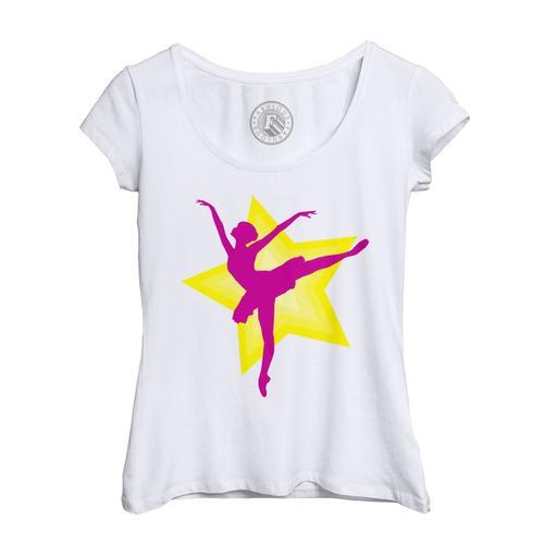 T-Shirt Femme Col Echancré Silhouette Rose De Danseuse Étoile Faisa... on Productcaster.