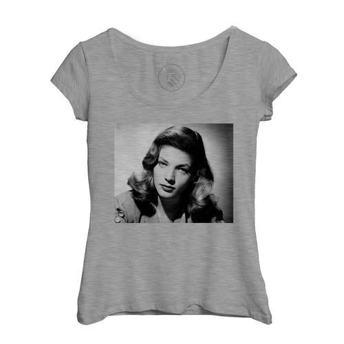 T-Shirt Femme Col Echancré Lauren Bacall Actrice Photo De Star Célé... on Productcaster.