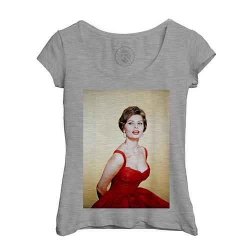 T-Shirt Femme Col Echancré Sophia Loren Actrice Photo De Star Céléb... on Productcaster.