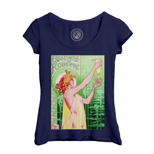 T-Shirt Femme Col Echancré Absinthe Robette Affiche Vintage Ancienn... on Productcaster.