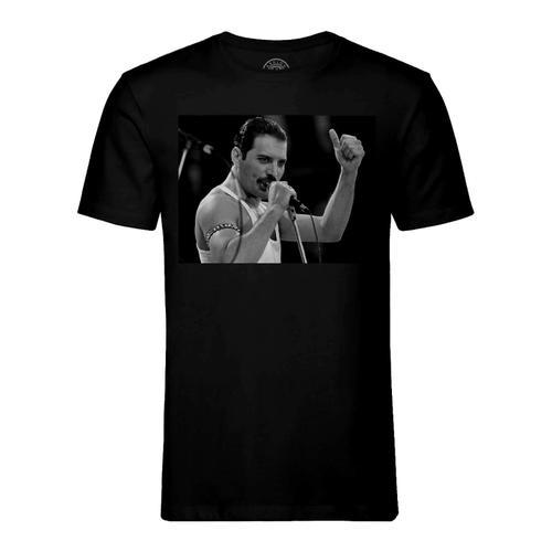 T-Shirt Homme Col Rond Queen Freddie Mercury Wembley Rock 80's Noir... on Productcaster.