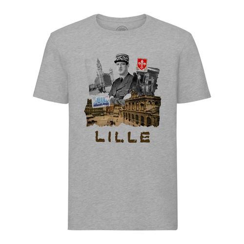 T-Shirt Homme Col Rond Lille Collage Ville France Nord Histoire on Productcaster.