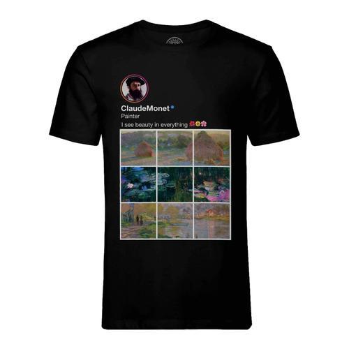 T-Shirt Homme Col Rond Claude Monet Réseaux Sociaux Peinture Peintr... on Productcaster.