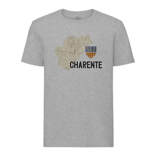 T-Shirt Homme Col Rond Charente 16 Département Angoulême Carte Anci... on Productcaster.