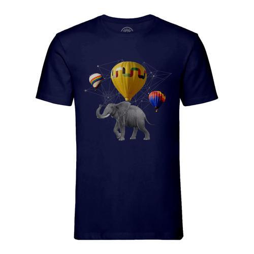 T-Shirt Homme Col Rond Éléphant Volant Mongolfière Collage Art Surr... on Productcaster.