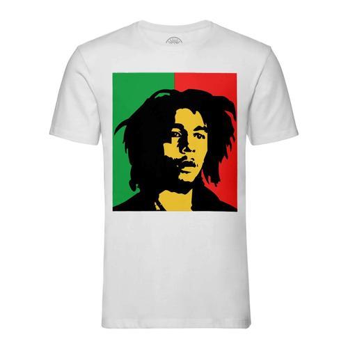 T-Shirt Homme Col Rond Bob Marley Reggae Drapeau Rasta Jamaique Mus... on Productcaster.