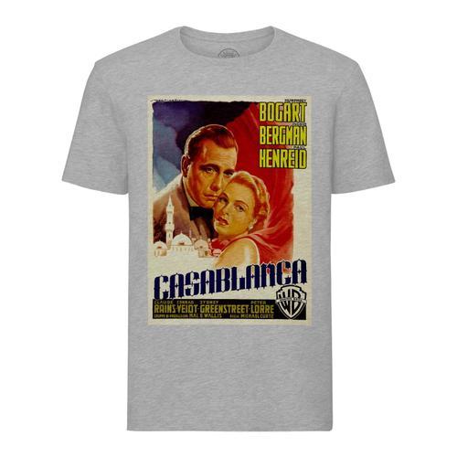 T-Shirt Homme Col Rond Casablanca Vieille Affiche Italienne De Film... on Productcaster.