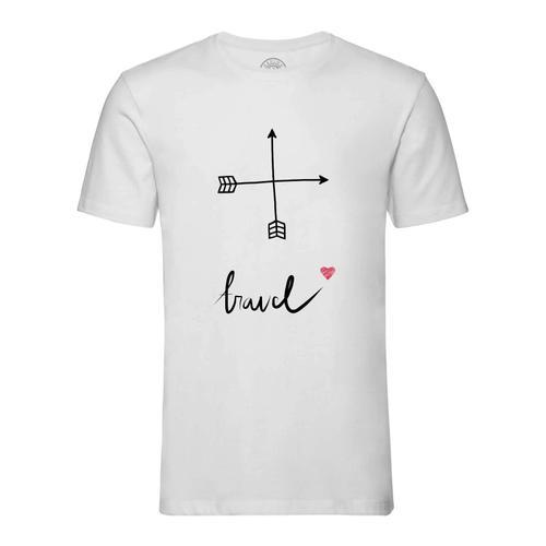 T-Shirt Homme Col Rond Travel Fleche Dessin Visite Le Monde Wanderl... on Productcaster.