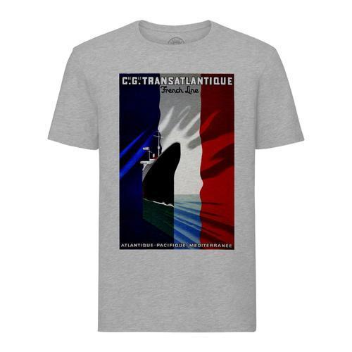 T-Shirt Homme Col Rond Transatlantique Voyage France French Line Ba... on Productcaster.