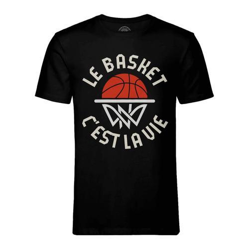 T-Shirt Homme Col Rond Le Basket C'est La Vie Sport Basketball Ballon on Productcaster.