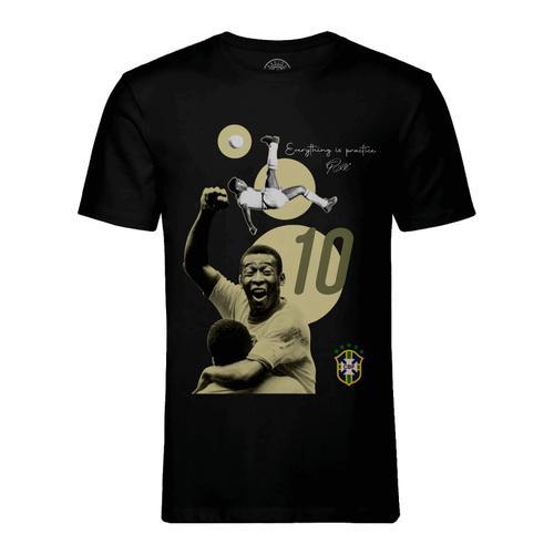 T-Shirt Homme Col Rond Pele Brésil Vintage Footballeur Foot Star on Productcaster.