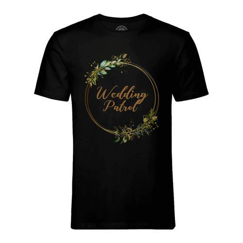 T-Shirt Homme Col Rond Wedding Patrol Mariage Mariée Cercle Fleurs on Productcaster.