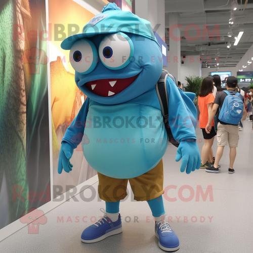 Personnage De Costume De Mascotte Redbrokoly Cyan Piranha Habillé D... on Productcaster.