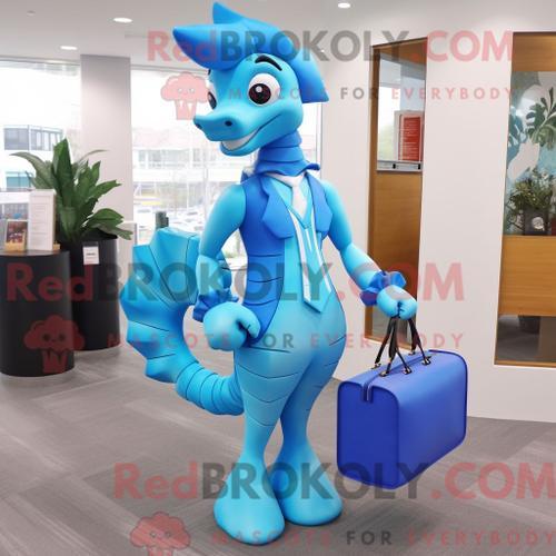 Costume Mascotte Redbrokoly D Hippocampe Bleu Ciel Personnage Habil... on Productcaster.