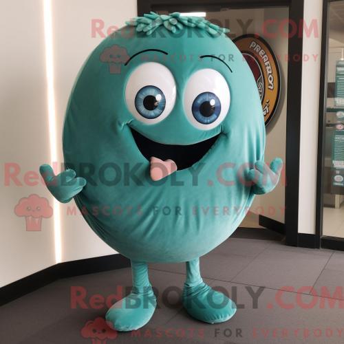 Costume De Mascotte Redbrokoly De Beignet Bleu Sarcelle Habillé Ave... on Productcaster.